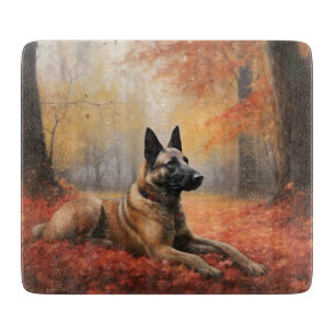 Belgisches Malinoi im Herbst Leaves Fall Inspirier Schneidebrett