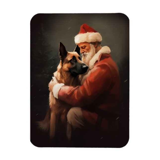 Belgisches Malinoi mit Weihnachtsfeiertag Magnet (Vertikal)