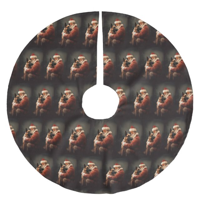 Belgisches Malinoi mit Weihnachtsfeiertag Polyester Weihnachtsbaumdecke (Vorderseite)