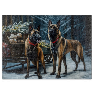 Belgisches Malinoi Snowy Sleigh Weihnachtsdekor Schneidebrett