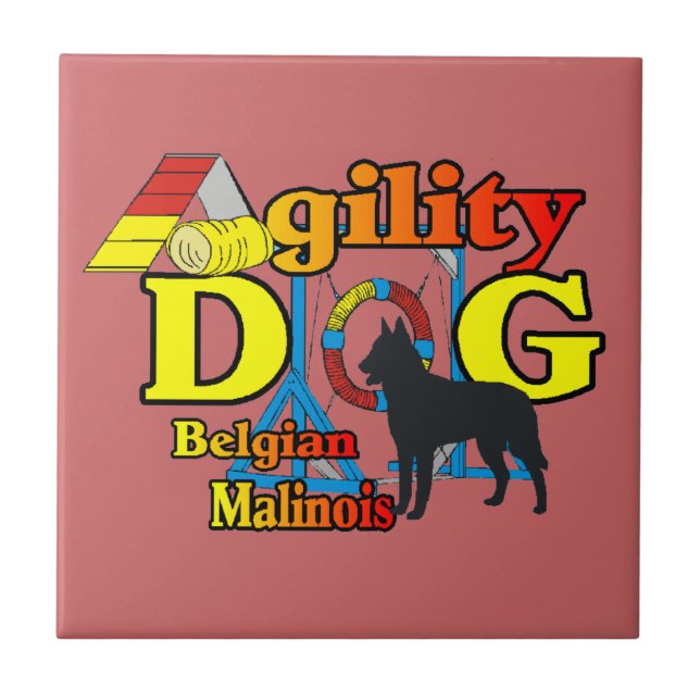 Belgisches Malinois-Agility Fliese (Vorderseite)
