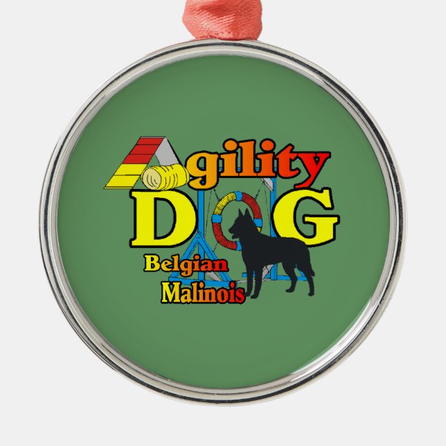 Belgisches Malinois-Agility Ornament Aus Metall (Vorne)