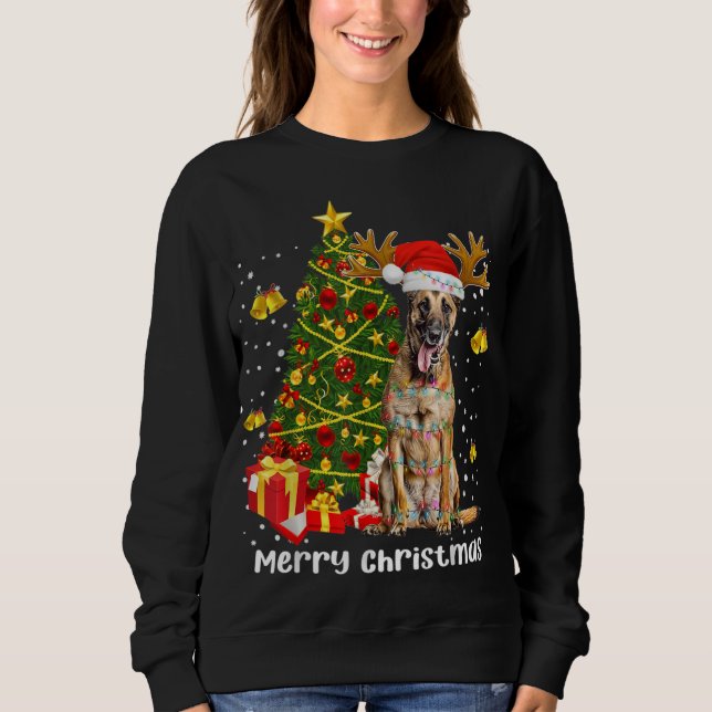 Belgisches Malinois Weihnachtslicht Tree Santa Xma Sweatshirt (Vorderseite)