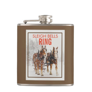 Belgisches Pferdeteam Sleigh Bells Ring Flachmann