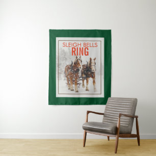 Belgisches Pferdeteam Sleigh Bells Ring Wandteppich