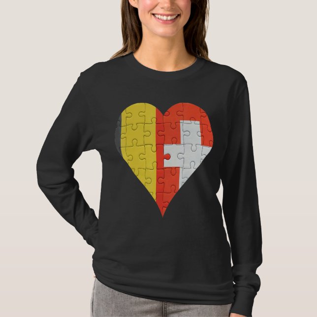 Belgisches Schweizer Flaggenherz T-Shirt (Vorderseite)