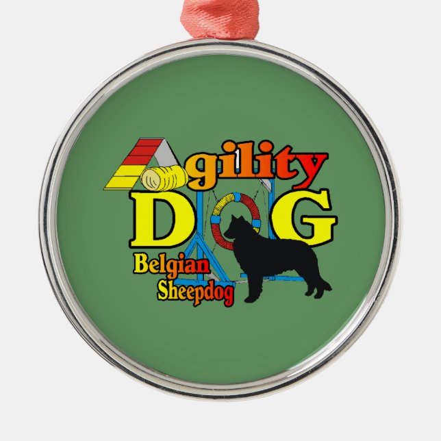 Belgisches Sheepdog Agility Ornament Aus Metall (Vorne)