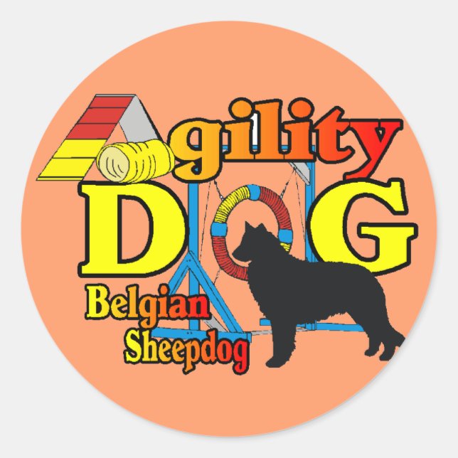 Belgisches Sheepdog Agility Shirts Geschenke Runder Aufkleber (Vorderseite)