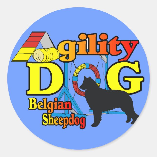 Belgisches Sheepdog Agility Shirts Geschenke Runder Aufkleber (Vorderseite)