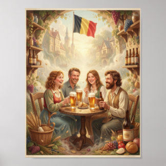 Belgisches Tavernenglü̈ck- und Freundschaftsposter Poster