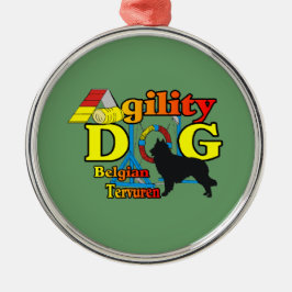 Belgisches Tervuren-Agility Silbernes Ornament