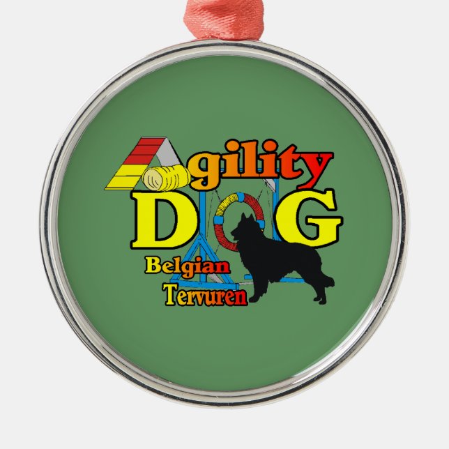 Belgisches Tervuren-Agility Silbernes Ornament (Vorne)