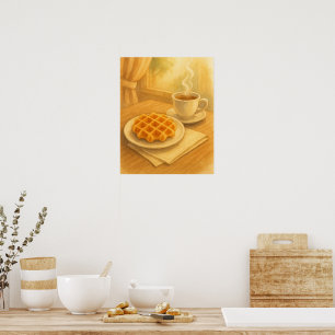 Belgisches Waffel & Coffee Poster - Gemütliche Caf