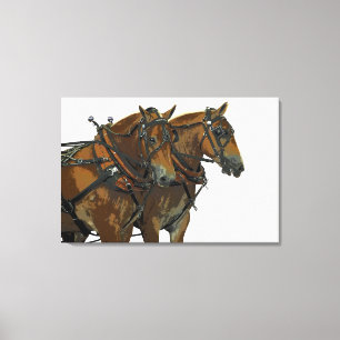 Belgisches Zugpferd-Team auf Leinwand Kunst