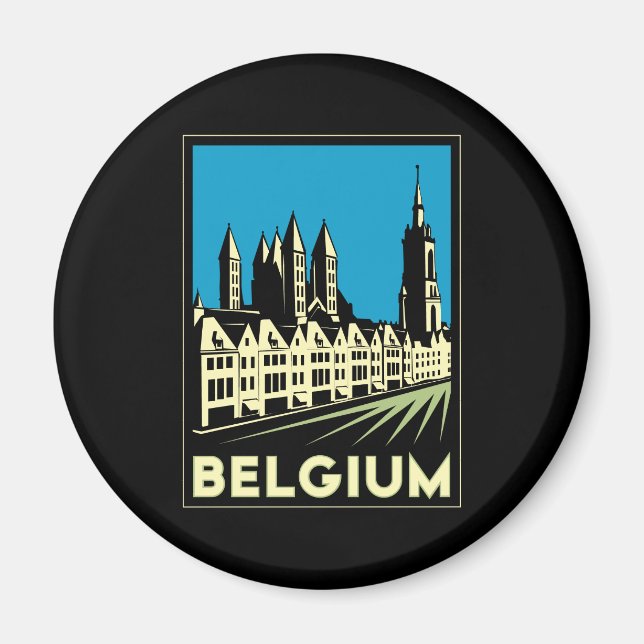 belgium europe art Deko Retro Vintag Magnet (Vorne)