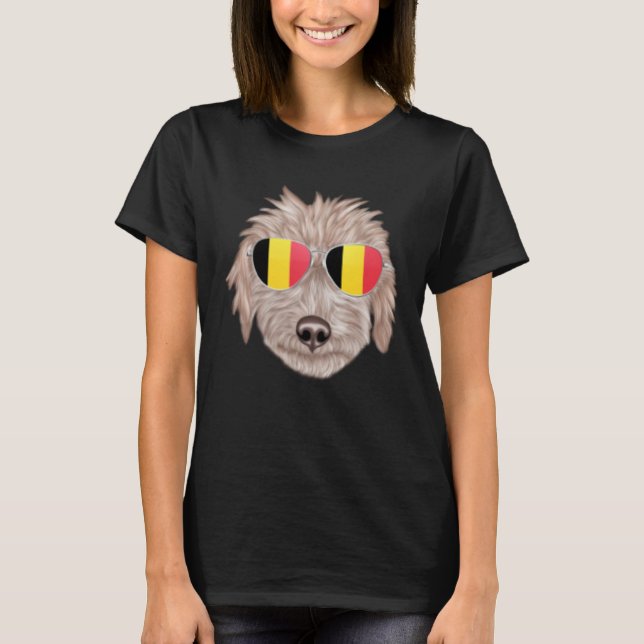 Belgium Flag Bedlington Terrier Dog Belgium Pocket T-Shirt (Vorderseite)