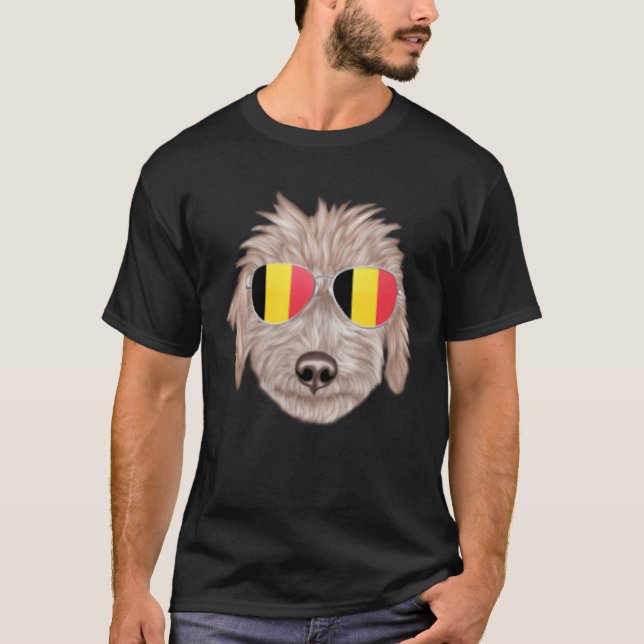 Belgium Flag Bedlington Terrier Dog Belgium Pocket T-Shirt (Vorderseite)