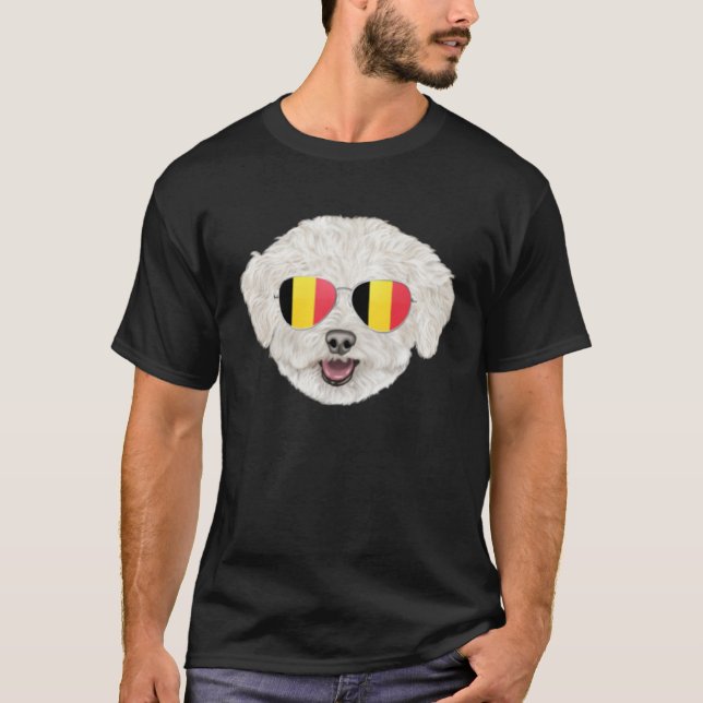 Belgium Flag Bichons Frise Dog Belgium Pocket T-Shirt (Vorderseite)