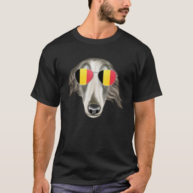 Belgium Flag Borzoi Dog Belgium Pocket T-Shirt (Vorderseite)