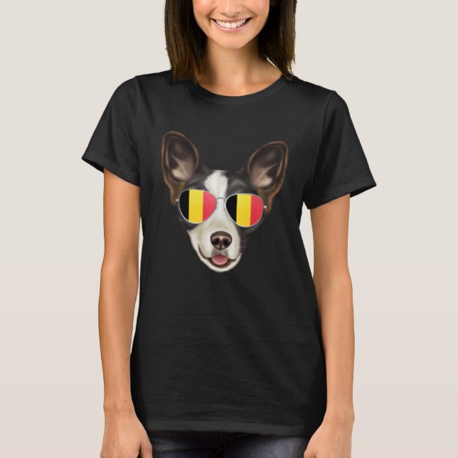 Belgium Flag Cardigan Welsh Corgi Dog Belgium Pock T-Shirt (Vorderseite)