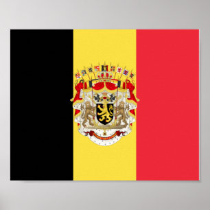Belgium Flag & COA Poster