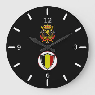 Belgium flag-coat arms large clock große wanduhr