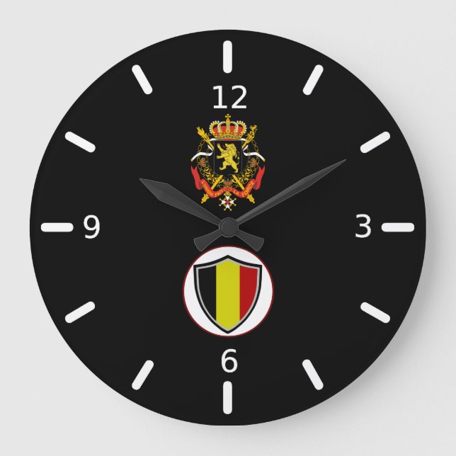 Belgium flag-coat arms large clock große wanduhr (Vorderseite)