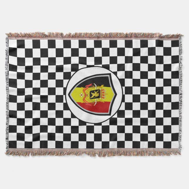 Belgium flag-coat arms throw blanket decke (Vorderseite)