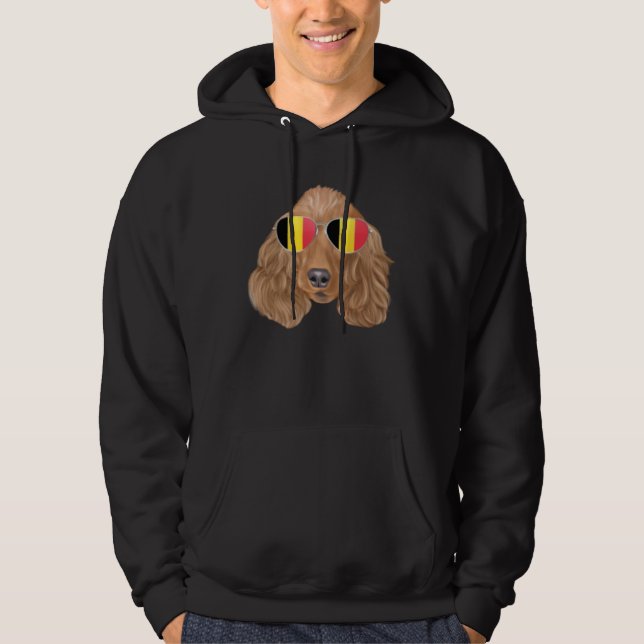 Belgium Flag Cocker Spaniel Dog Belgium Pocket Hoodie (Vorderseite)