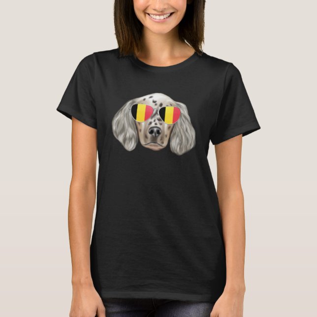 Belgium Flag English Setter Dog Belgium Pocket T-Shirt (Vorderseite)
