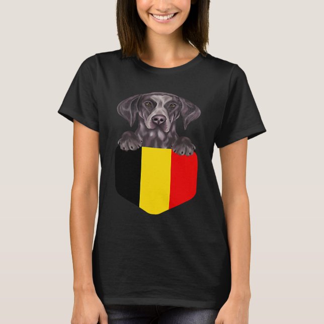 Belgium Flag German Shorthaired Pointer Dog In Poc T-Shirt (Vorderseite)