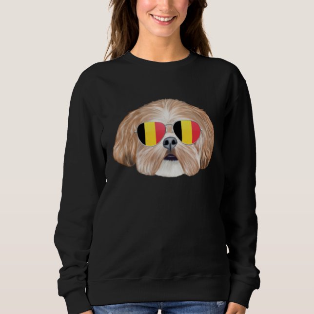 Belgium Flag Shih Tzu Dog Belgium Pocket Sweatshirt (Vorderseite)