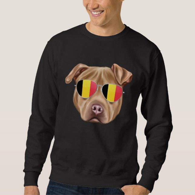 Belgium Flag Usa Staffordshire Terrier Dog Belgium Sweatshirt (Vorderseite)
