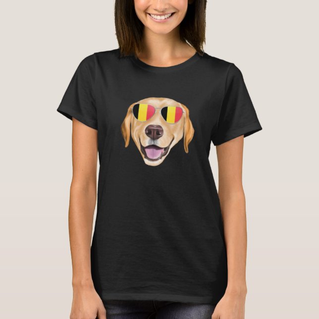 Belgium Flag Yellow Labrador Retriever Dog Belgium T-Shirt (Vorderseite)