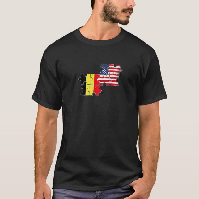 Belgium USA Belgian American Flag   T-Shirt (Vorderseite)