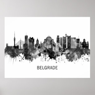 Belgrad Serbia Skyline BW Poster