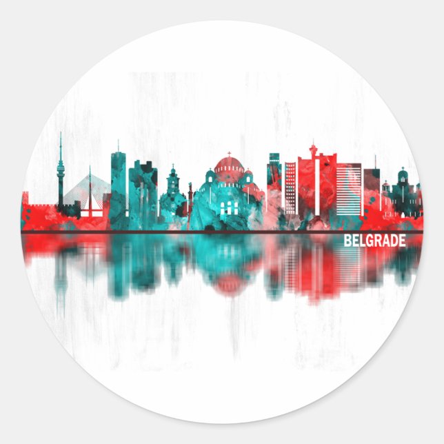 Belgrad Serbia Skyline Runder Aufkleber (Vorderseite)