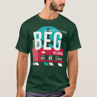 Belgrad Serbien BEG Airport Code Gepäckmarke T-Shirt