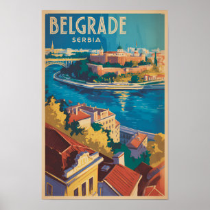 Belgrad Serbien Fluss Illustration Reise Kunst Poster