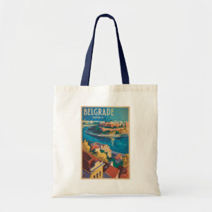 Belgrad Serbien Fluss Illustration Reise Kunst Tragetasche