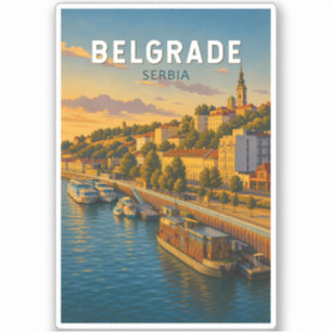 Belgrad Serbien Illustration Reise Kunst Vintage Aufkleber