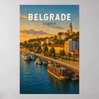 Belgrad Serbien Illustration Reise Kunst Vintage