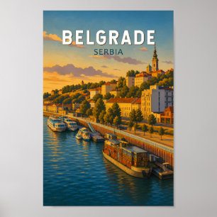 Belgrad Serbien Illustration Reise Kunst Vintage Poster