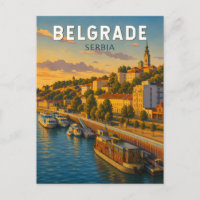 Belgrad Serbien Illustration Reise Kunst Vintage
