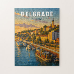 Belgrad Serbien Illustration Reise Kunst Vintage Puzzle