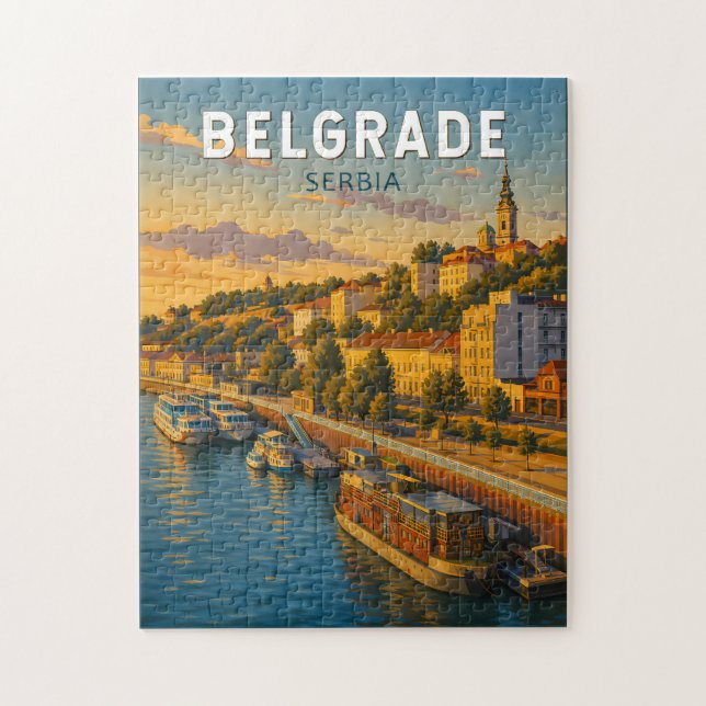 Belgrad Serbien Illustration Reise Kunst Vintage Puzzle (Vertikal)