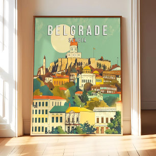 Belgrad Serbien Poster Art Druck, Stadt Retro Vint