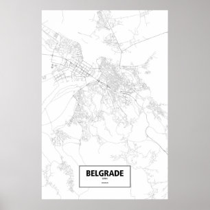 Belgrad, Serbien (Schwarzes auf Weiß) Poster