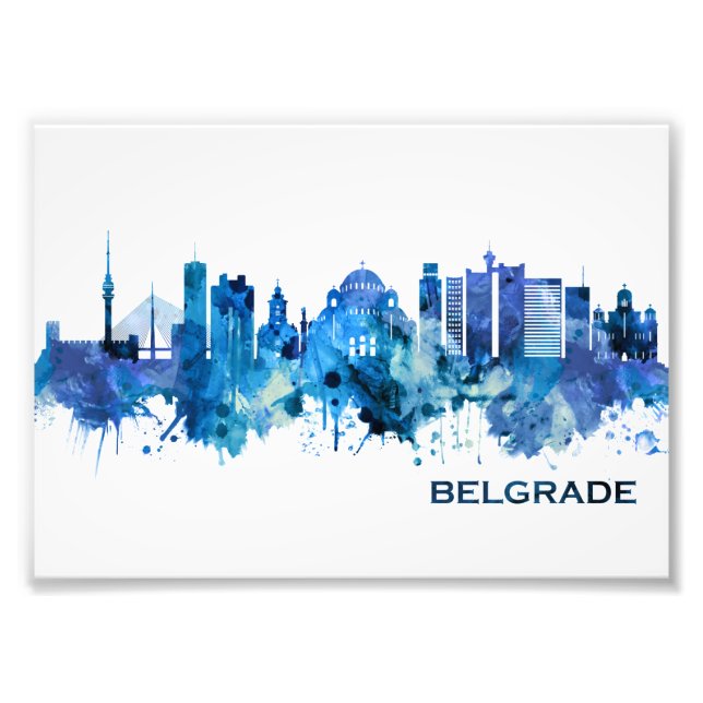Belgrad Serbien Skyline Blue Fotodruck (Vorne)