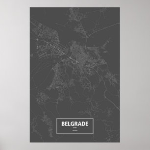 Belgrad, Serbien (weiß auf schwarz) Poster